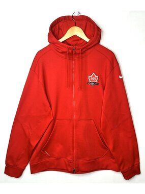 Nike Team Canada Hockey Hoodie Mens XL Therma-FIT Full Zip 100 Years Olympic Red